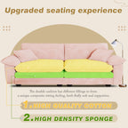 Muumblus Comfy Modular Sectional Sofa with 2 Ottoman, Deep Seat 80.5" Modern Oversized Corduroy Cloud Couch, Fluffy Deep Seat Chaise Lounge Sleeper Sofa for Living Room Apartment, Pink