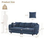 Carolayne 90'' Modern 3 Seater Upholstered Sofa with 2 pillows for Living Room, Blue
