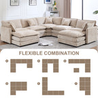 GNIXUU 113.4 " U-Shaped Cloud Couch ,Oversized Sectional Sofa with 2 Ottomans,Modern Chenille Deep Seat Modular 7-Seater Corner Couches for Living Room, Office,Beige