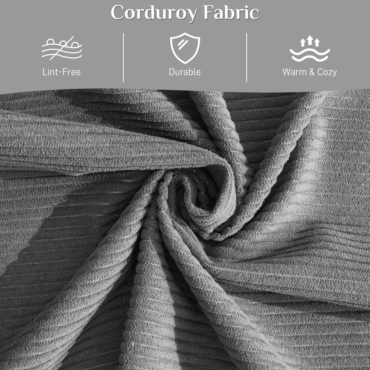 157" Convertible Sleeper Sofa Bed,Corduroy Futon Sofa Couch with High-Density Foam,Deep Seat Sofa for Living Room, Bedroom,Gray