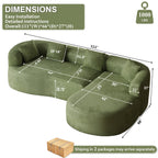 Wiilayok 110" Chenille L Shaped Sectional Sofa,Curved Sofa Couch with Right Chaise,Cloud Compression Deep Seat Sofa Couches for Living Room,No Assembly,Green