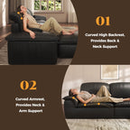 Patbrela Sectional Sofa, 110" L-Shaped Deep Seat Couch, Modular Sofa with Back Cushion for Living Room, PU Leather Boneless Sofa, No Assembly Required, Black
