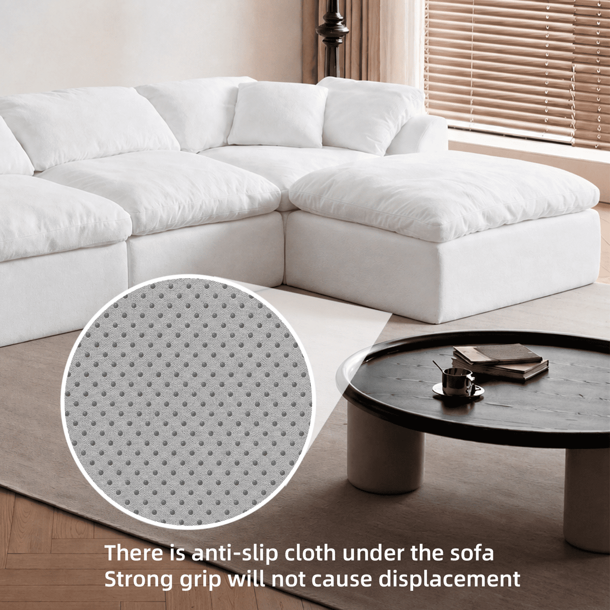 Boneless Modular Sectional Cloud Couch, Compressed Sofa in a Box with Deep Seat & Oversized Chaise, L-Shaped Chenille Sofa for Living Room(White)