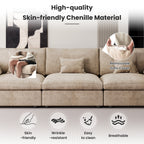 The Magic Home Modular Sofa & Sectional Sofa - L Shaped Deep Seat Cloud Couch in Soft Linen Blend Fabric,Perfect for Apartment & Small Space Living,3-seat Sofa with Ottoman,Khaki Couch