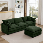 CKEASEAN 102" Chenille Modular Sectional Sofa with Ottoman, 3-Seater L-Shape Cloud Couch with Upholstered & Pillow, Comfy Cloud Sofa for Living Room, Bedroom, Apartment, Office, Easy Assembly