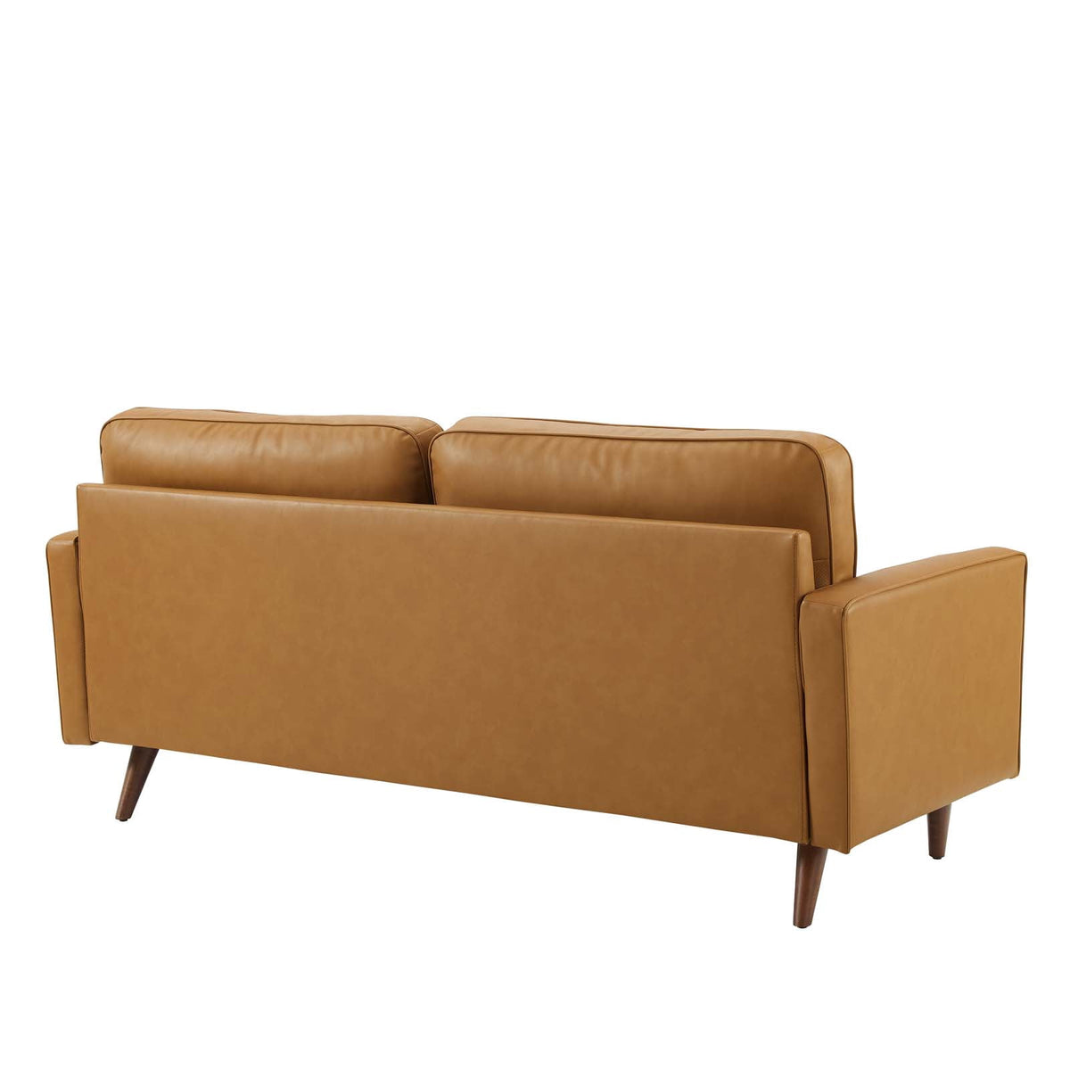 Modway Valour 73" Modern Top Grain Leather Upholstered Sofa in Tan