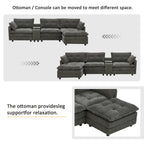 Anpport 119" L-Shaped Modular Sectional Sofa with Removable Ottoman for Living Room, Corduroy, Dark Gray
