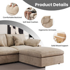 The Magic Home Modular Sofa & Sectional Sofa - L Shaped Deep Seat Cloud Couch in Soft Linen Blend Fabric,Perfect for Apartment & Small Space Living,3-seat Sofa with Ottoman,Khaki Couch
