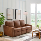  Allen 77" Powered Reclining Sofa, Cocoa Faux Leather
