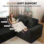  138.5" Sectional U Shaped Couch,Black Sectional Cloud Boneless Sofa For Living Room,Plush Corduroy Couches With Deep Seat Chaise Lounge,No Assembly Required