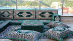 Green Sleeper Couch, L Shaped Sofa, Turkish Sofa Set, Diwan Sofa, Arabic Majlis, Floor Sofa Couch, Meditation Floor Cushions