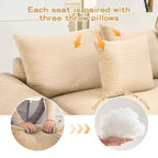 FFH 130" Oversized Modular Cloud Sofa, Cloud Sectional Couch for Living Room, 3 Seater Corduroy Sofa with Deep Seat, Easy Assembly, Camel