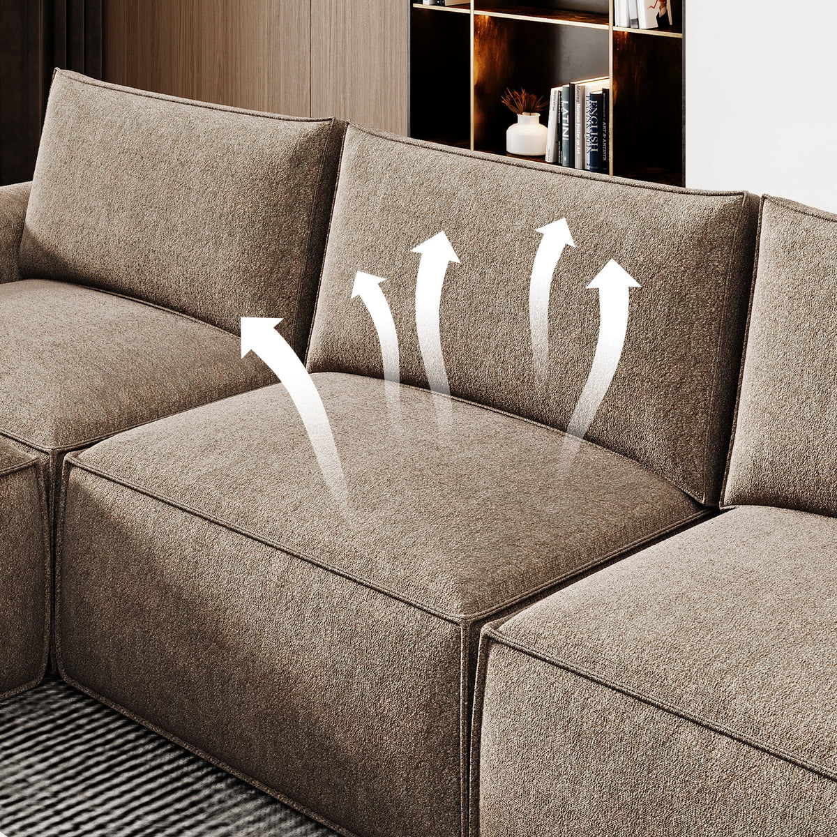 175" Oversized Boneless Couch for Living Room, Modern Modular Sectional, Convertible, U Shaped, Deep Seat, Big Comfy Sofa Set with Ottoman,Brown
