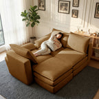 Kelyda 116'' Cloud Sectional Couches L Shaped, Modern Convertible Modular Cloud Chenille Sofa for Living Room Brown