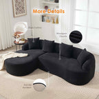 Timbernest 99" Cloud Sectional Couch, L-Shape Modular Chenille Sofa for Living Room, No Assembly Required, Black