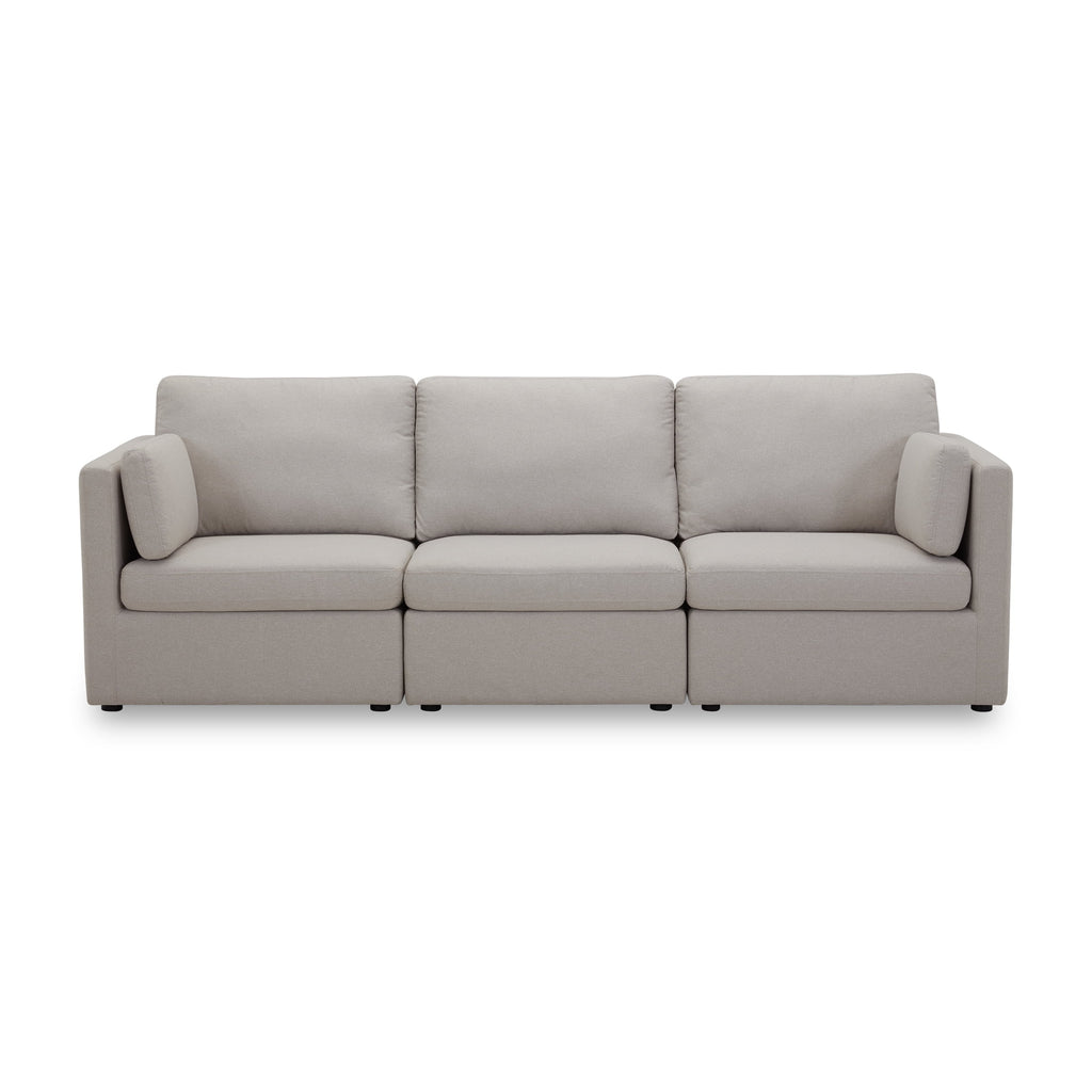  100'' Modular Sectional Sofa with Storage Ottoman, White Linen