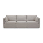  100'' Modular Sectional Sofa with Storage Ottoman, White Linen