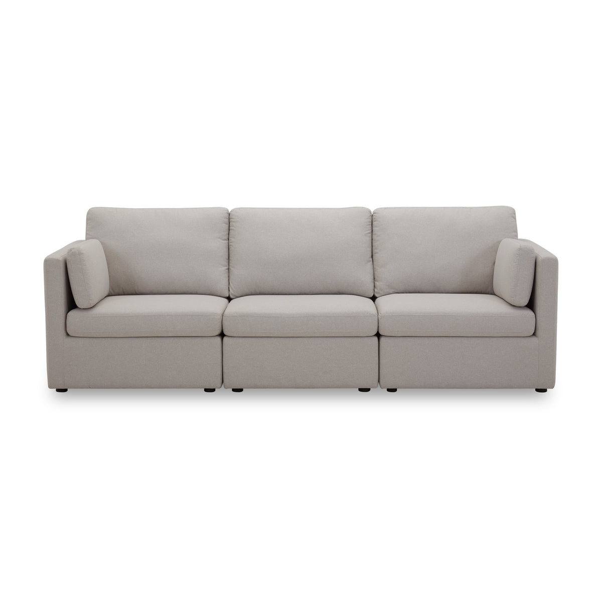  100'' Modular Sectional Sofa with Storage Ottoman, White Linen