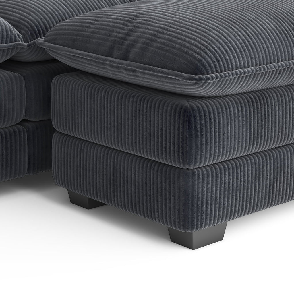  145.7" U Shaped Modular Sectional Sofa with Movable Ottomans, Corduroy Cloud Sofa Couch with 25.2" Deep Seat, Removable Washable Covers, 4-5 Seater Comfy Modular Sofa for Living Room Apartment