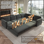  Sectional Sofa, Pull Out Sofa Bed King Size, 6 Seat Chenille Sofa Couch Convertible Sleeper Sofa Bed for Living Room Dark Gray