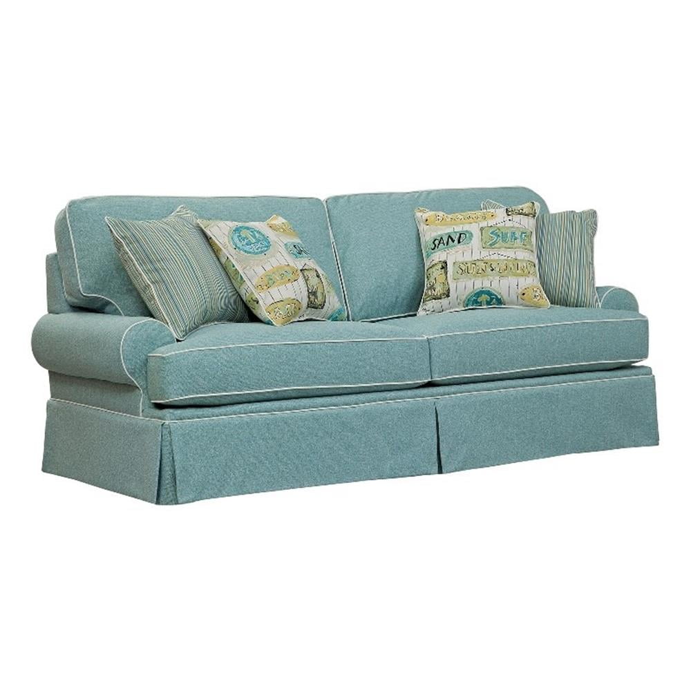 American Furniture Classics Model 8-040M-S275A Coastal Aqua Series Sleeper Sofa with Four Accent Pillows