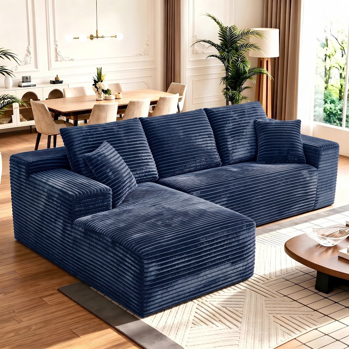 SOLIA 115" L-Shaped Cloud Modular Sectional Couch Faux Leather with Chaise Lounge