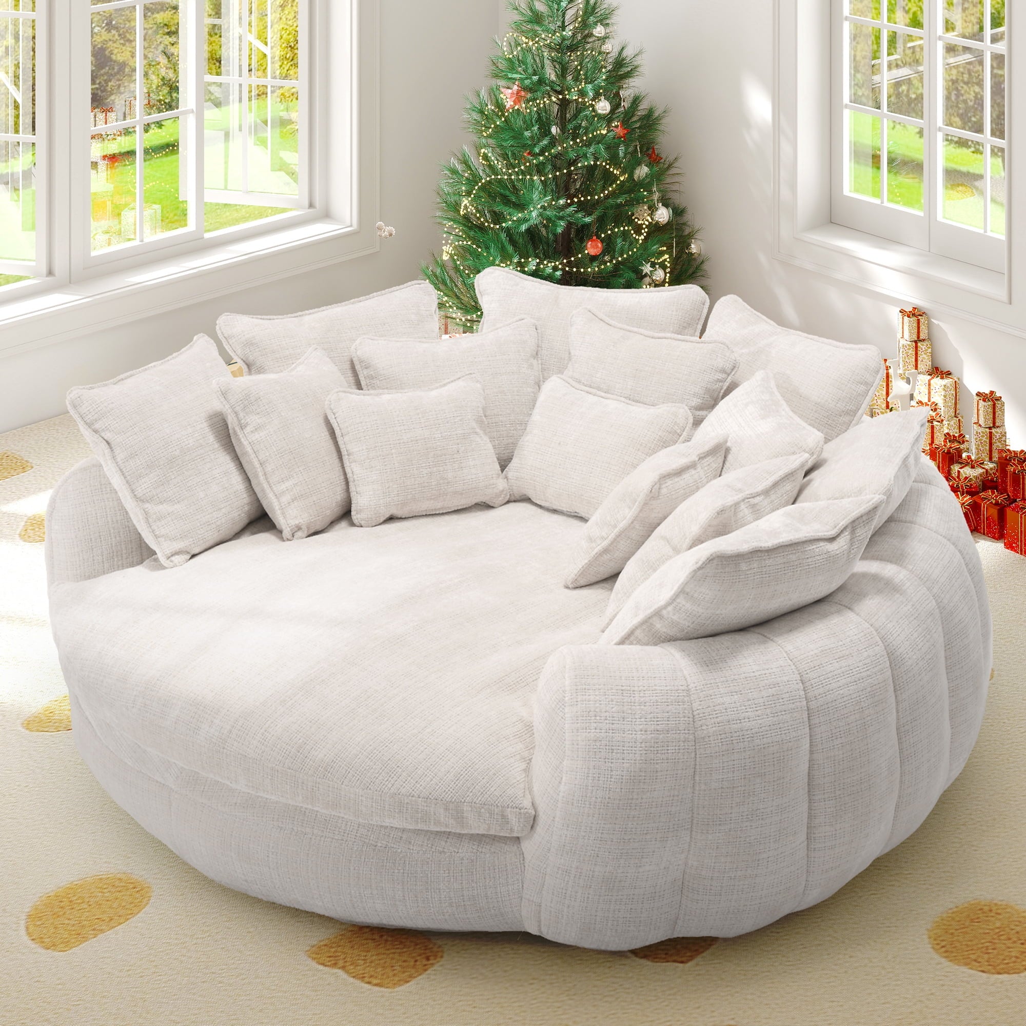 SOLIA 81" Modular Sleeper Sectional Sofa Bed Chenille with Chaise Lounge