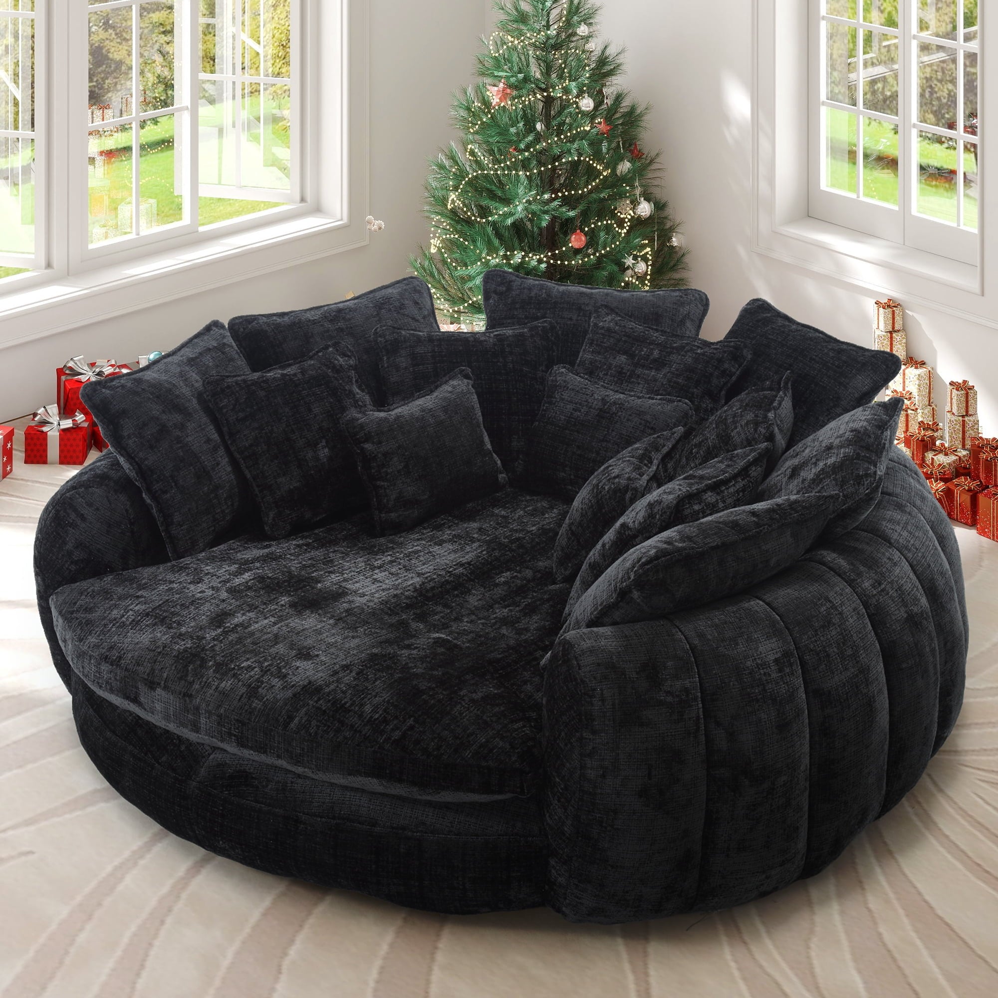 SOLIA 81" Modular Sleeper Sectional Sofa Bed Chenille with Chaise Lounge
