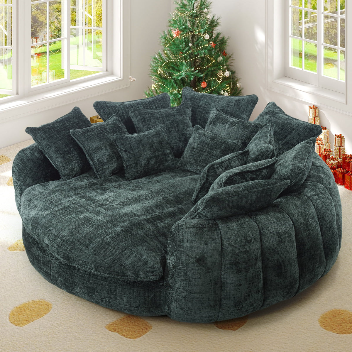 SOLIA 81" Modular Sleeper Sectional Sofa Bed Chenille with Chaise Lounge