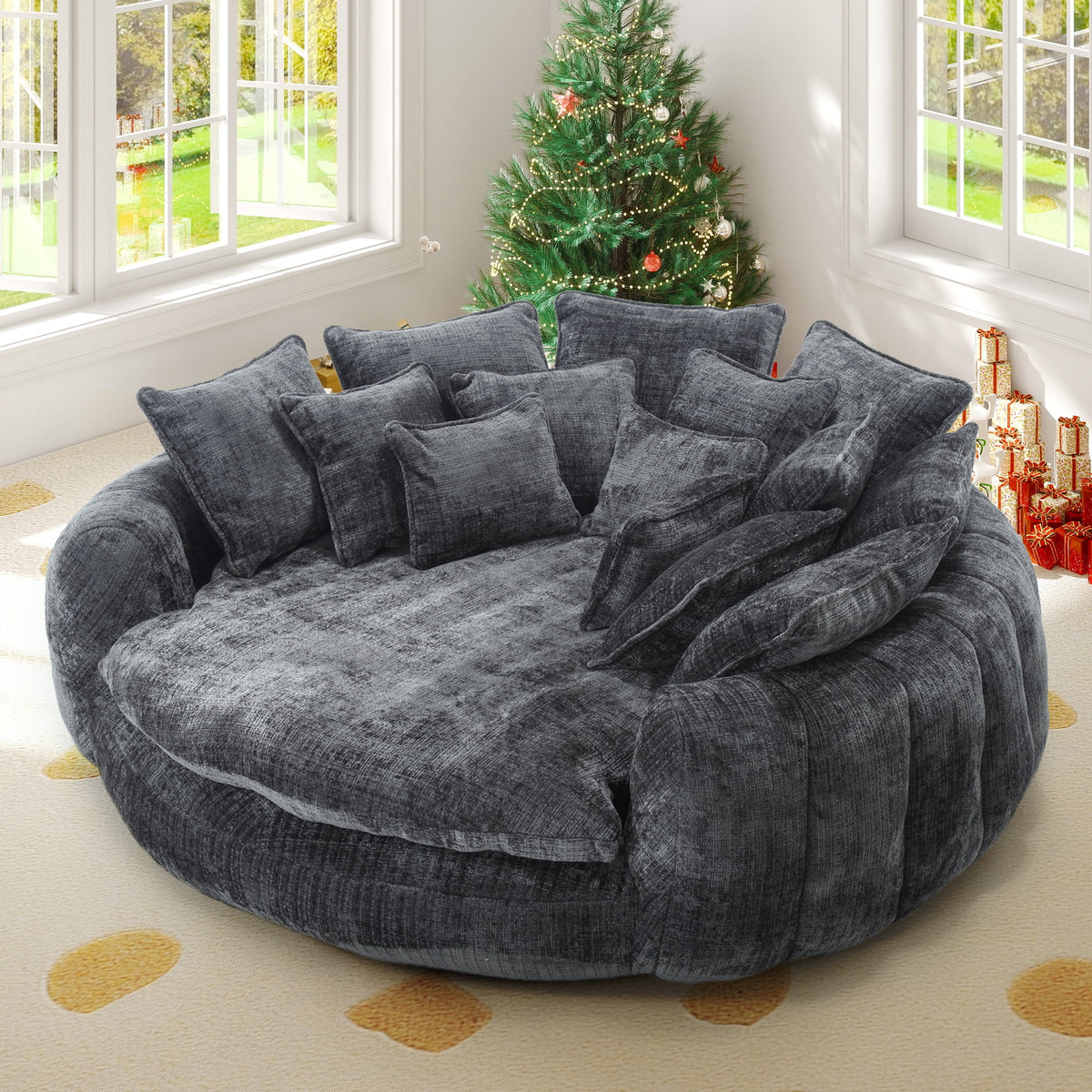 SOLIA 81" Modular Sleeper Sectional Sofa Bed Chenille with Chaise Lounge