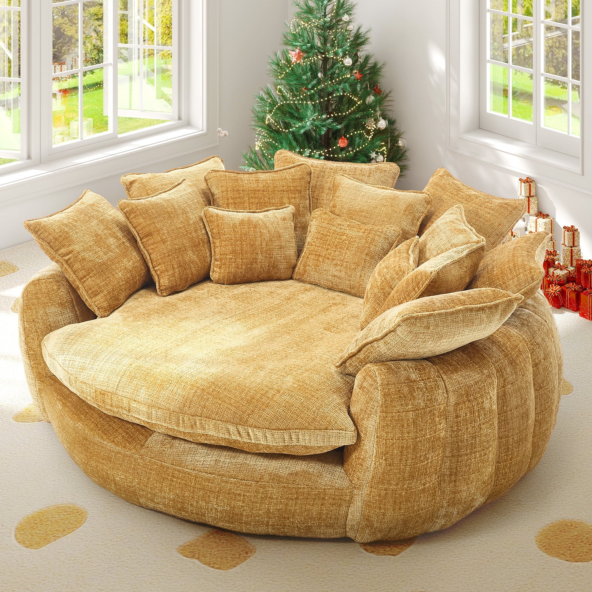SOLIA 81" Modular Sleeper Sectional Sofa Bed Chenille with Chaise Lounge