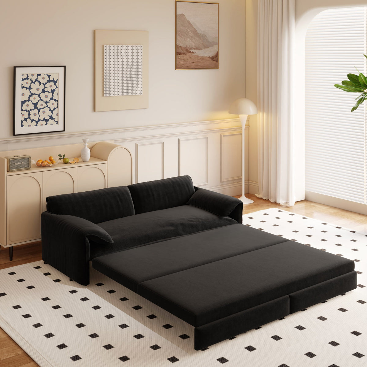 SOLIA Modular Sleeper Sectional Sofa Bed Velvet with Chaise Lounge