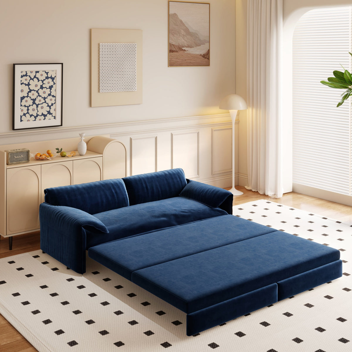 SOLIA Modular Sleeper Sectional Sofa Bed Velvet with Chaise Lounge
