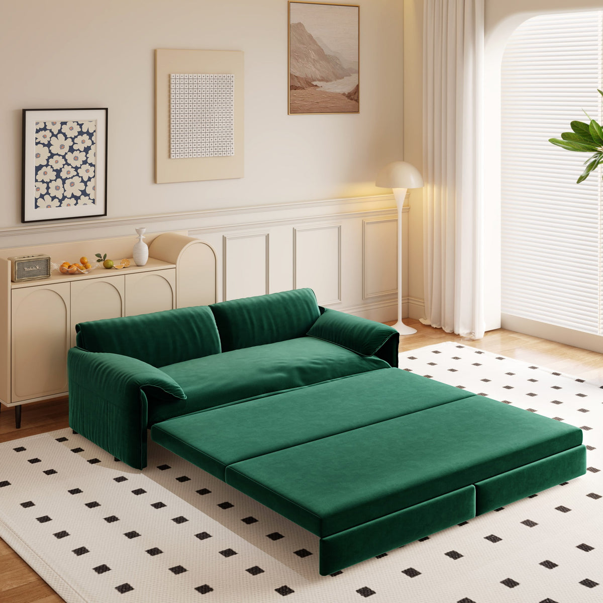 SOLIA Modular Sleeper Sectional Sofa Bed Velvet with Chaise Lounge