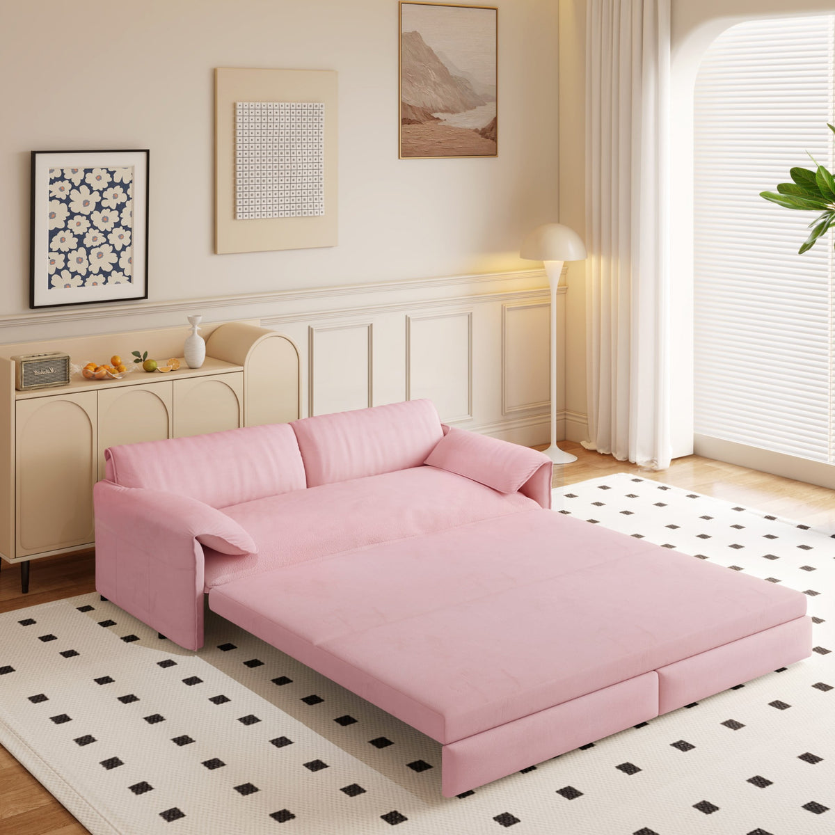 SOLIA Modular Sleeper Sectional Sofa Bed Velvet with Chaise Lounge