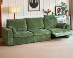BEDEEP 125'' Power Recliner Sofa with Headrest, Modular Cloud Sectional Chenille Reclining Couch, Convertible 3-Seater Sofa Couch for Living Room RV, Green