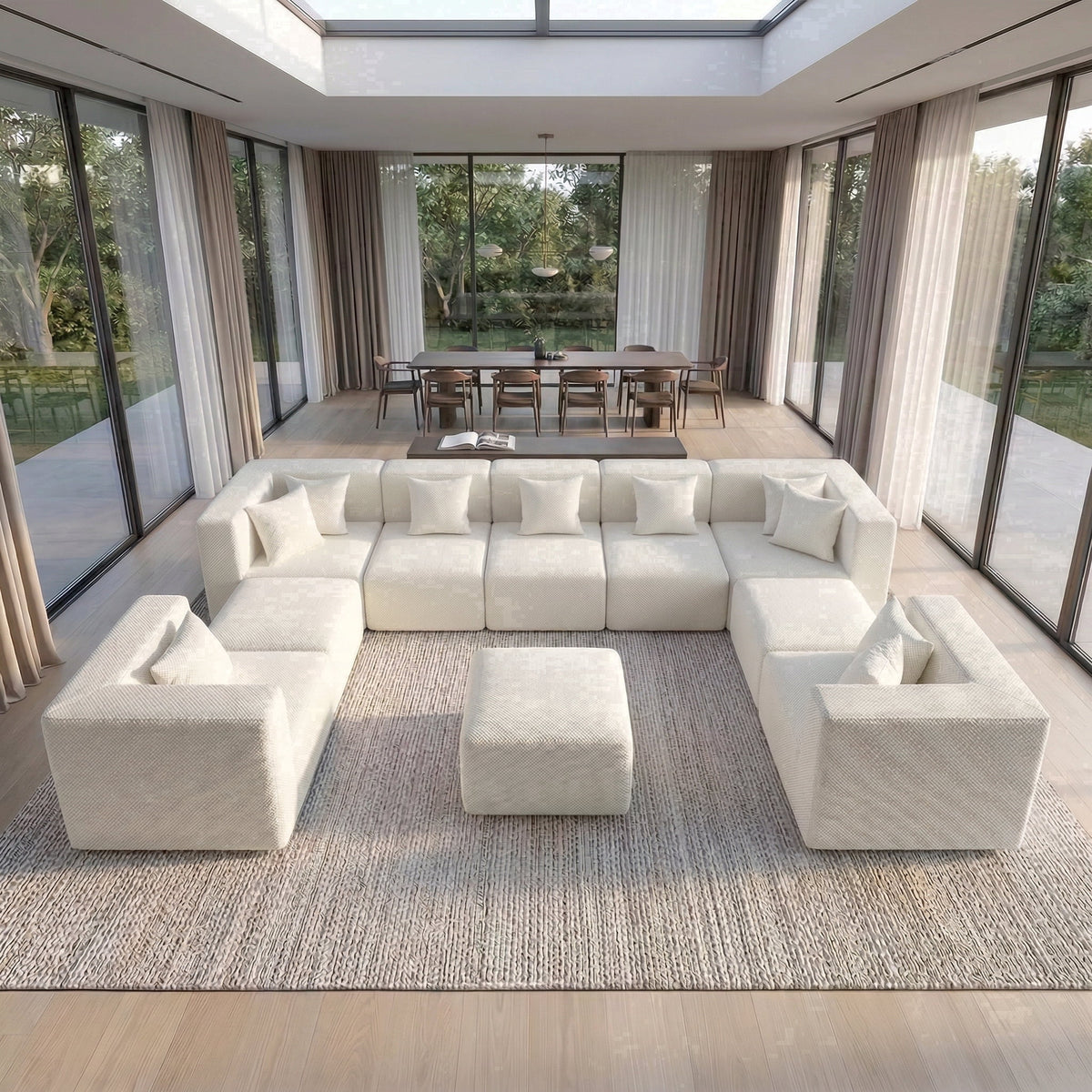 SOLIA 160" 10-Seat U-Shaped Cloud Modular Sectional Couch Chenille with Movable Ottoman