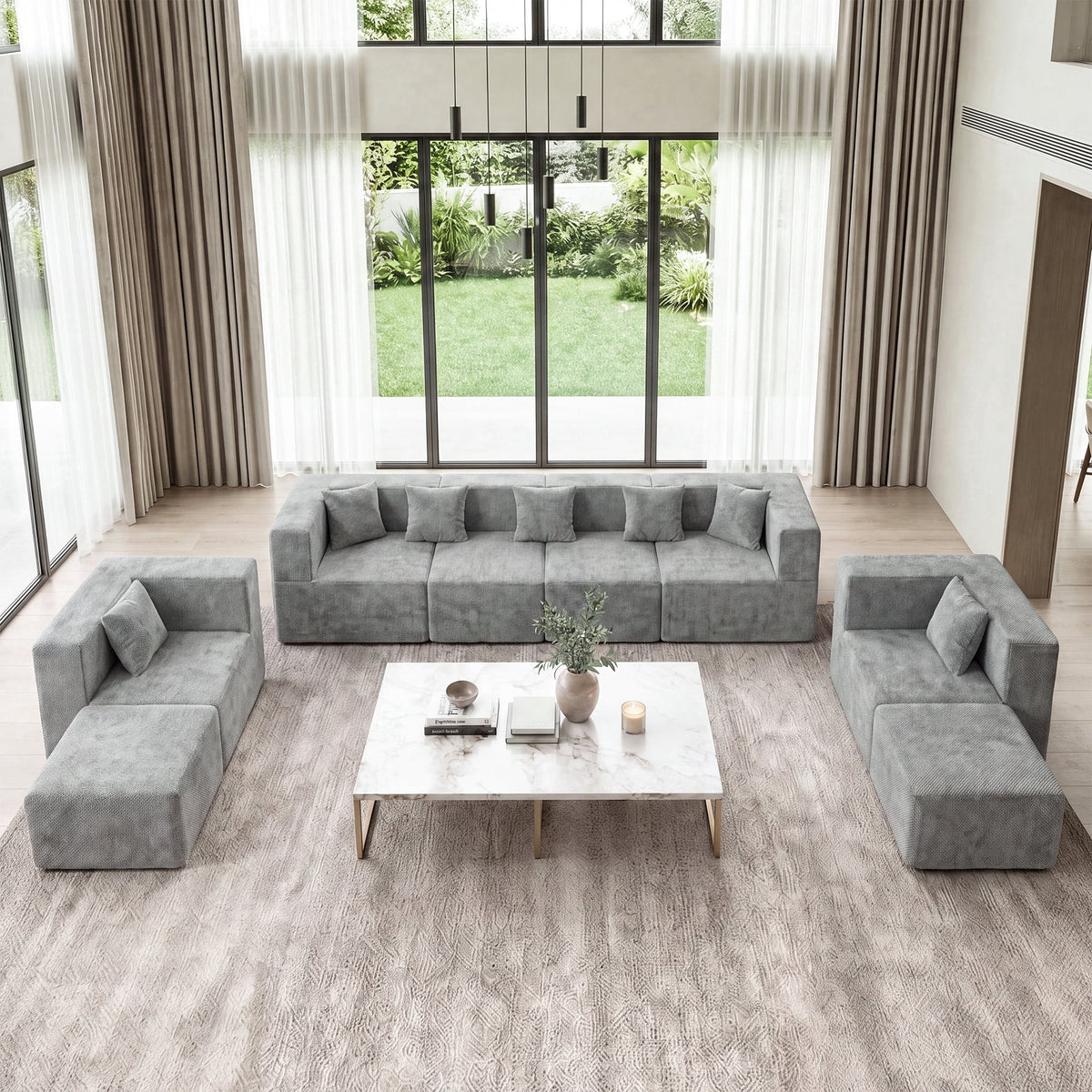 SOLIA 130" 8-Seat Cloud Modular Sectional Couch Chenille