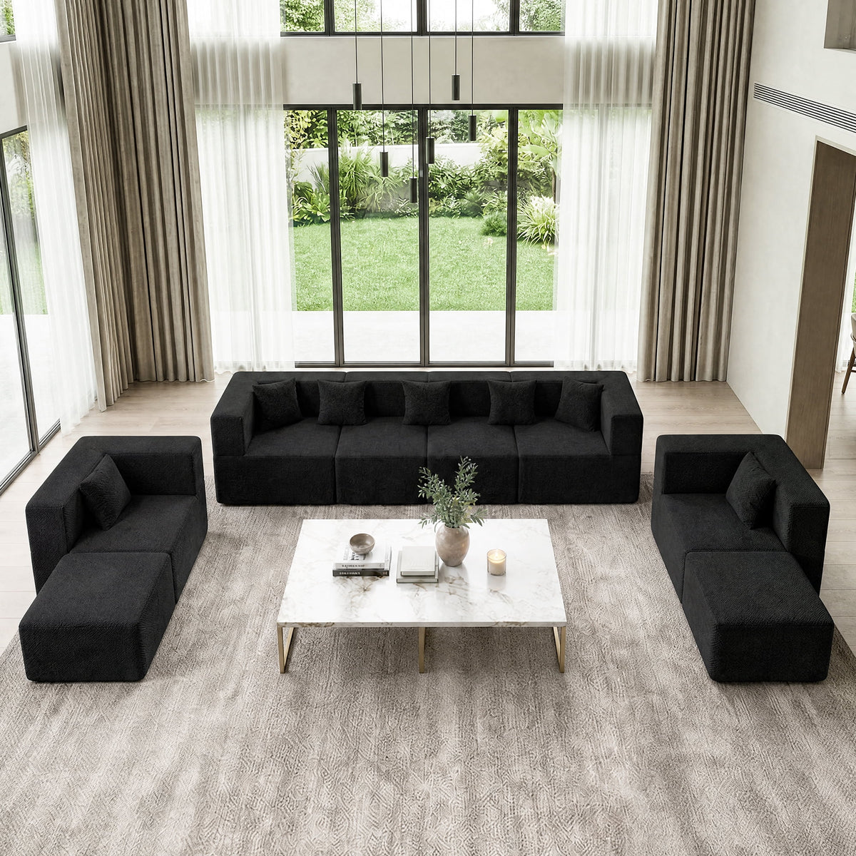 SOLIA 130" 8-Seat Cloud Modular Sectional Couch Chenille