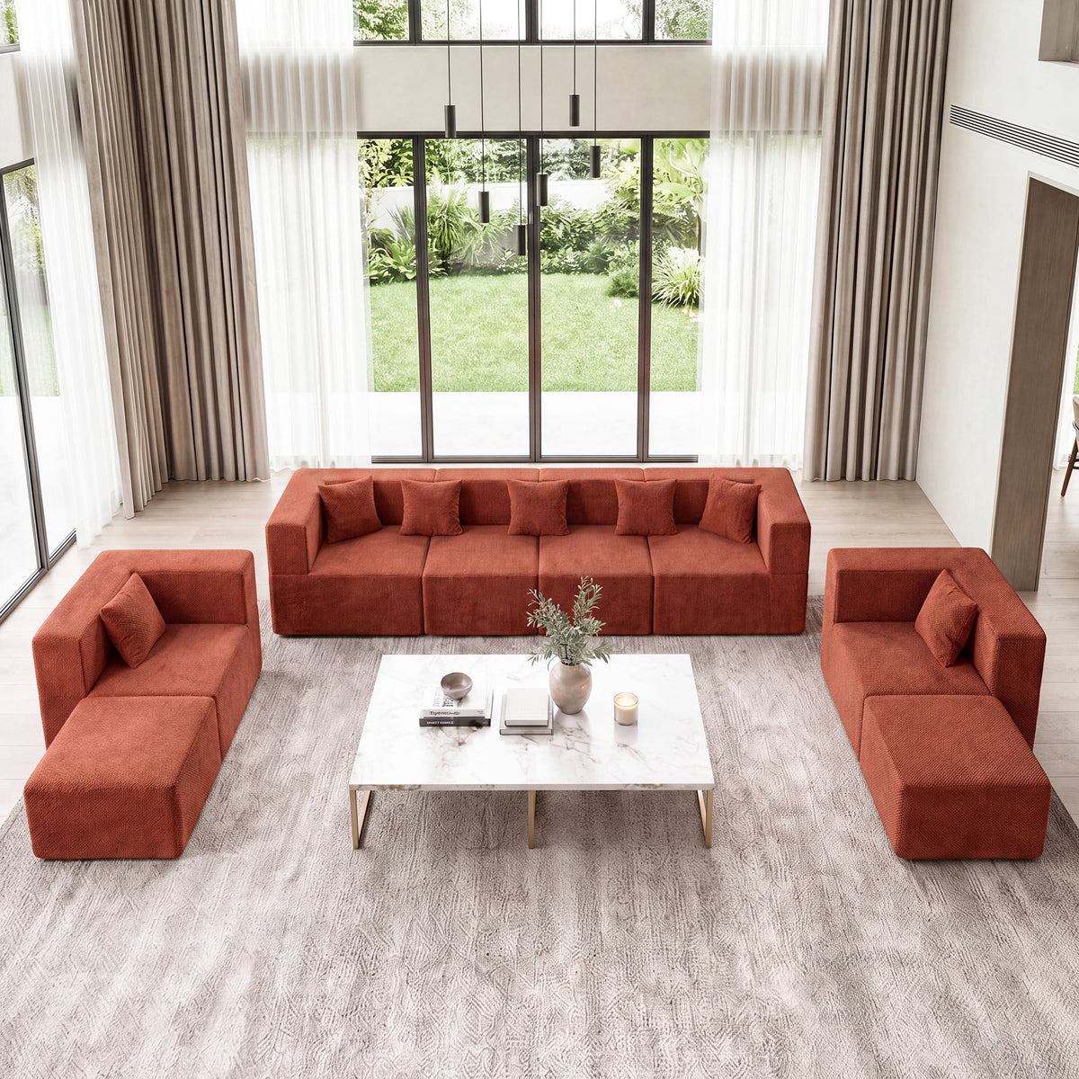 SOLIA 130" 8-Seat Cloud Modular Sectional Couch Chenille
