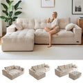 BYBYME 104"Oversized L-Shaped Sectional Sofa Cloud Boneless Modular Couch,Upholstered Sofa with Convertible Left/Right Ottoman for Living Room Bedroom,No Assembly,Beige