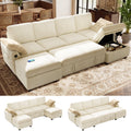  104" Large Modular Sectional Sleeper Sofa with Pull Out Bed, USB Charging & Storage Ottoman, U Shaped Couch for Living Room, Chenille Beige