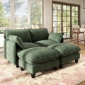  71'' Loveseat Sofa with Movable Ottoman, Cozy Deep Seat Cloud Couch for Living Room,Apartment,Office, 2-Seat,Green
