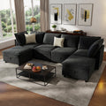  126" Modular Sectional Sofa with Storage, U-Shaped Modern Sleeper Sofa Couch with Movable Ottomans for Living Room, Office, Dark Gray