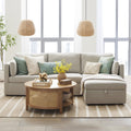  100'' Modular Sectional Sofa with Storage Ottoman, White Linen