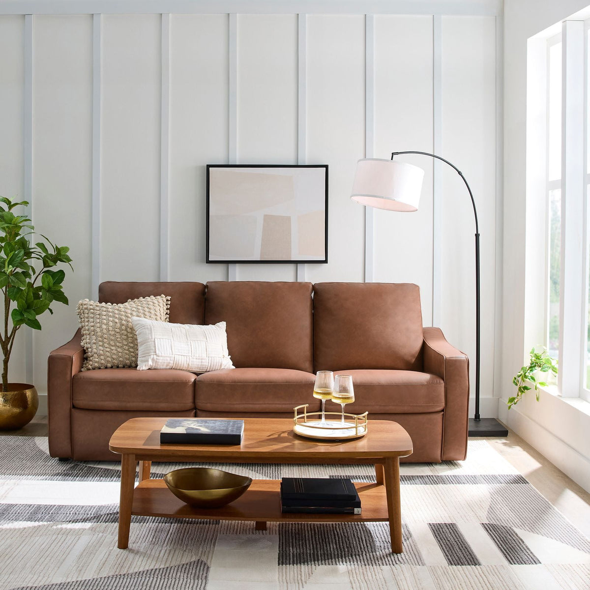 Allen 77" Powered Reclining Sofa, Cocoa Faux Leather