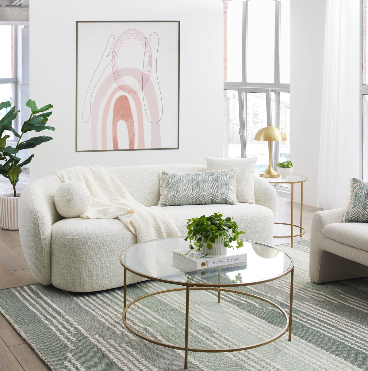  Juliet Curved Sofa, 80.31 in, Ivory