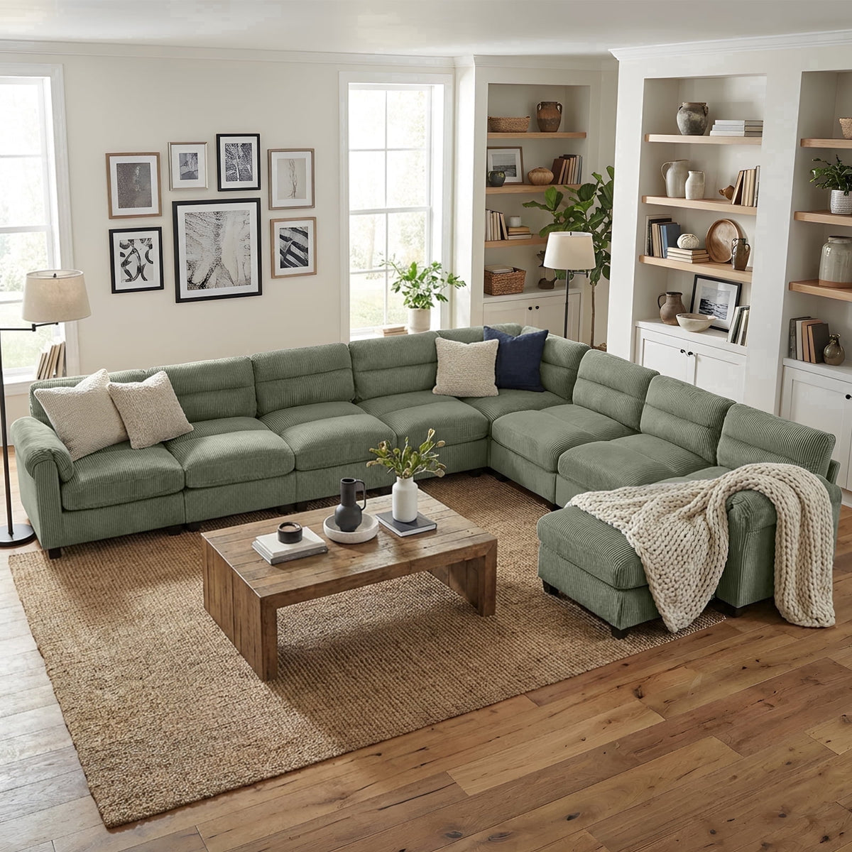 SOLIA Modular Sectional Sofa Couch with Movable Ottoman