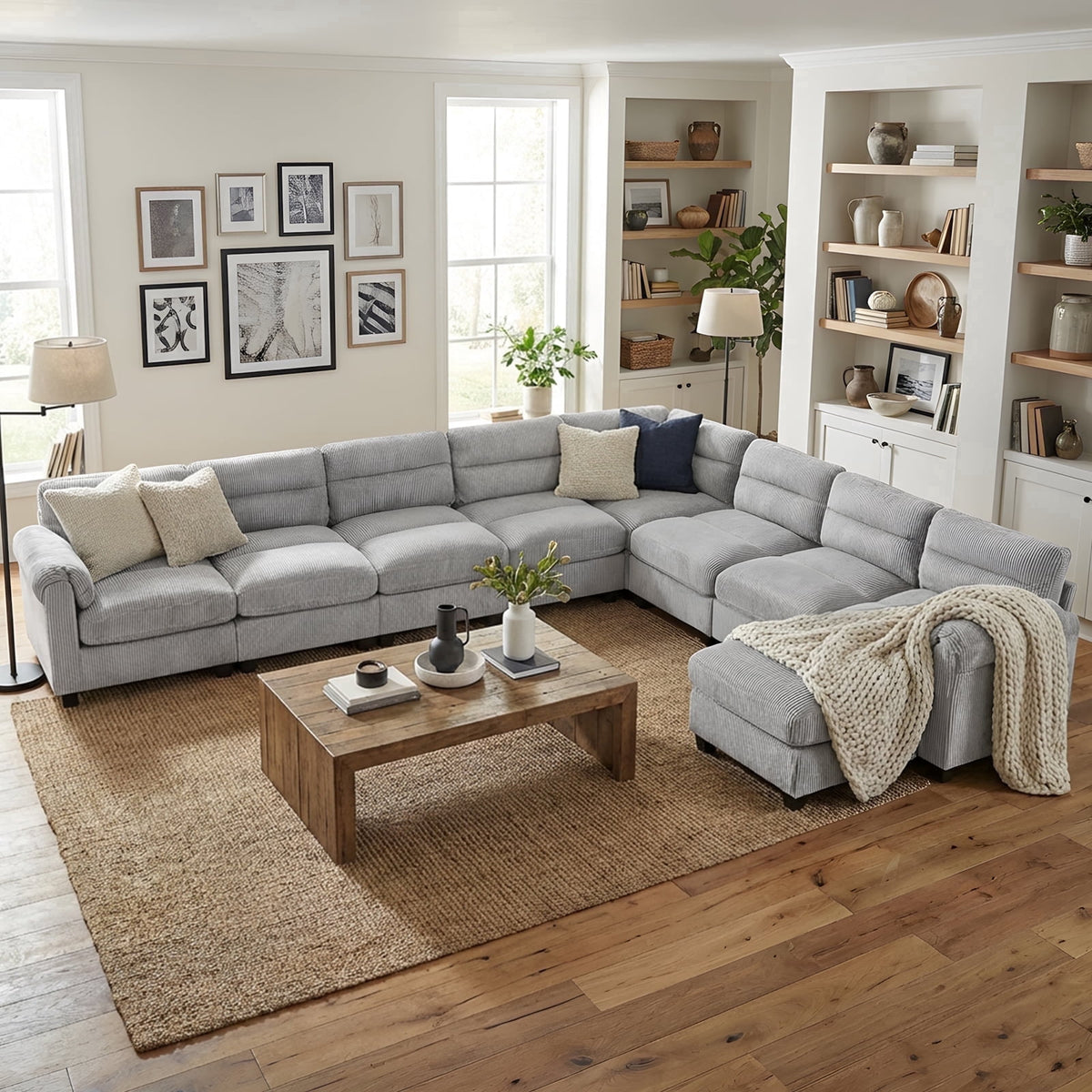 SOLIA Modular Sectional Sofa Couch with Movable Ottoman