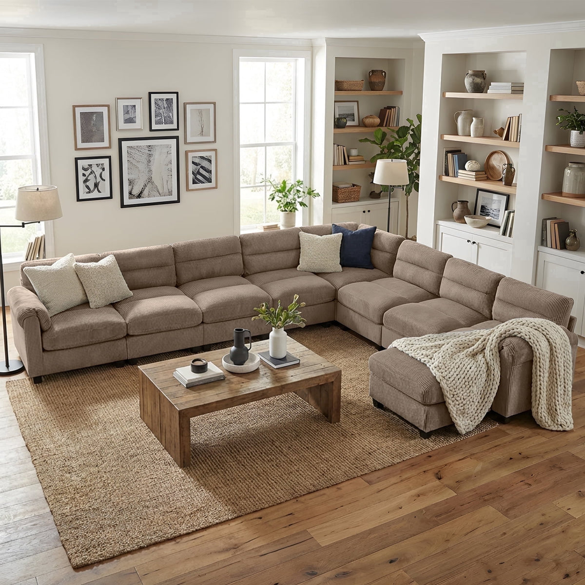 SOLIA Modular Sectional Sofa Couch with Movable Ottoman
